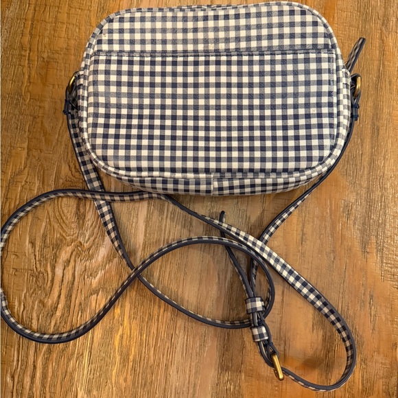 J.Crew Mini Signet Crossbody Blue white check pink bag charm VTG light academia - Picture 1 of 5